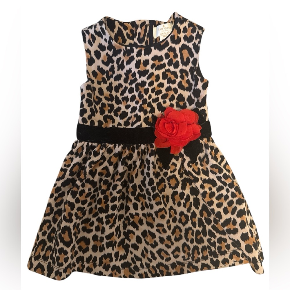 Kate Spade Leopard Print Dress with Red Flower Accent